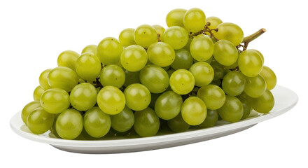 Isolated Bunch of Green Grapes on Plate