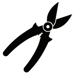 Simple silhouette of a pruning shear for gardening and horticulture isolated on white background