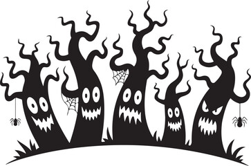 Spooky Silhouette Trees for Halloween Design