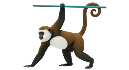 Isolated Red-Capped Mangabey Monkey Hanging
