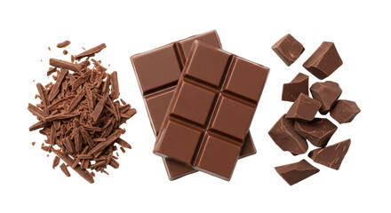 Isolated Chocolate Bars and Shavings