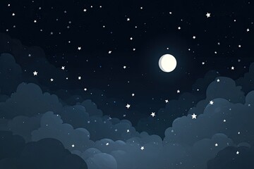 Fototapeta premium Night sky, moon, clouds, stars