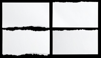 Four blank pieces of torn paper