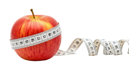 Isolated Apple with Measuring Tape