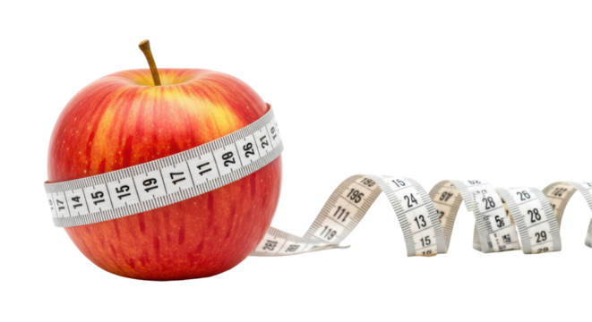 Isolated Apple with Measuring Tape