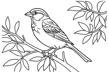 coloring page line art the sparrow black vector