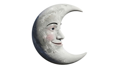 Isolated Cartoon Moon Face