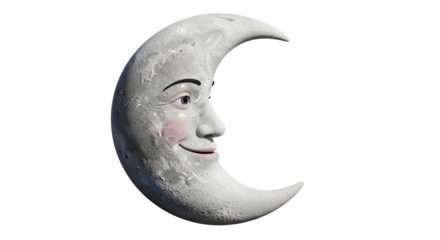 Isolated Cartoon Moon Face