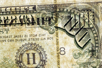 100 old US dollars , details of authentic money with a face value of one hundred dollars