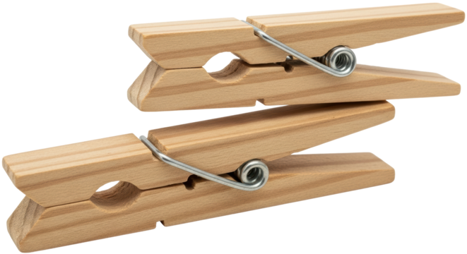 Isolated Wooden Clothespins Stacked
