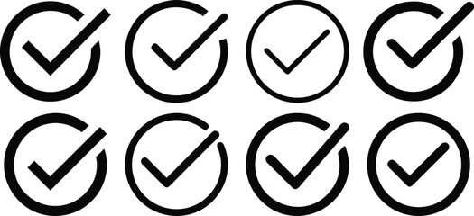 Green check mark tick icon isolated on transparent background