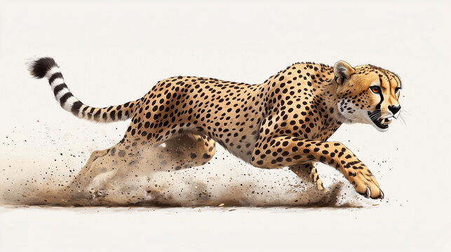Tigher Fast Cheetah Running &ndash; Powerful Wildlife Predator in Full Sprint Action Shot