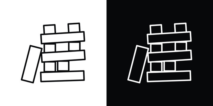 Wooden block icons. Minimal vector icons pack for web