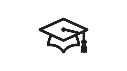 Graduation Cap Line Icon &ndash; Minimalist Education Symbol for School, College, and eLearning Design

