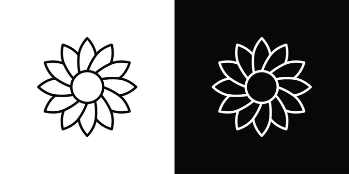 Sunflower icons. Minimal vector icons pack for web