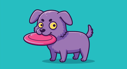 Naklejka premium Cute Purple Dog Playing