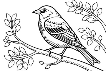 coloring page line art the finch black vector