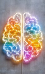 neon brain imitation, futuristic, multicolored
