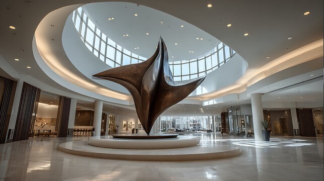 Mall church and cathedral interior with architectural tunnels and lighting