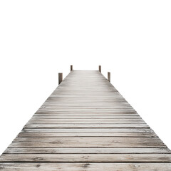 Serene Wooden Dock Leading to Calm Waters Under Clear Sky
