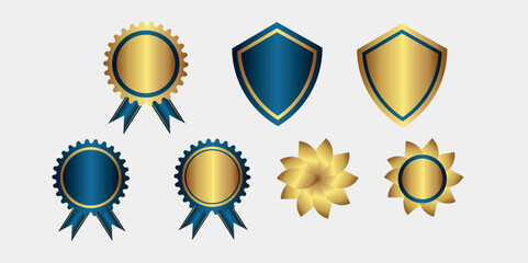 Set of premium golden badge icons. Luxury badge and labels vector collection