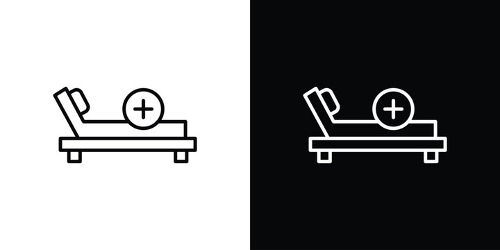 Hospital bed icons. Minimal vector icons pack for web