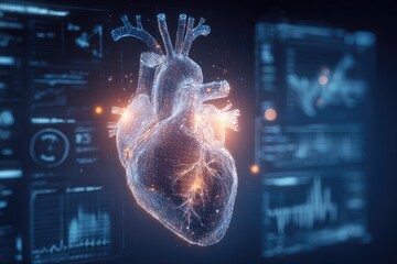 3D digital heart model overlaid on medical interface