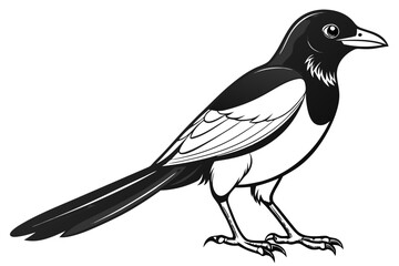coloring page line art the magpie black vector