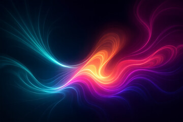 Swirling Neon Light Trails in Vibrant Gradient Colors isolated on a transparent background