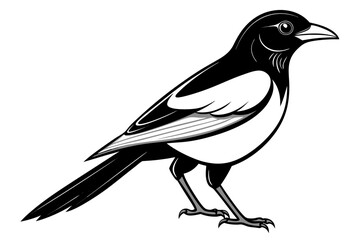coloring page line art the magpie black vector