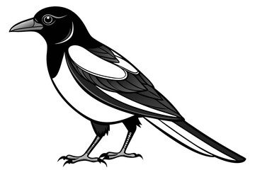 coloring page line art the magpie black vector