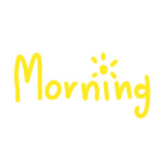 Morning, lettering airbrush handwritten yellow text png