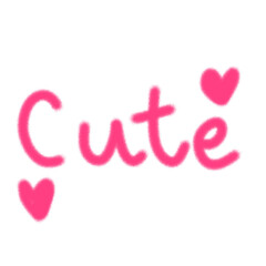 Cute, lettering with two pink hearts handwritten airbrush text line png