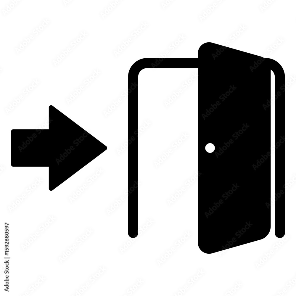 Fototapete login and logout icons. set of sign out, sign in vector icon. open and close door symbol. black exit