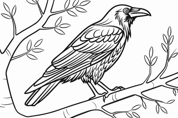 coloring page line art the crow black vector
