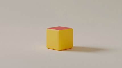 Abstract Yellow and Red Cube Minimalist 3D Render