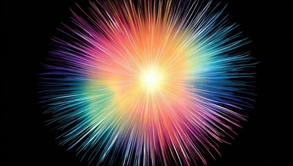 Vibrant radiating burst of color on black background