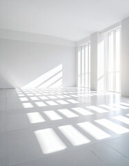 Fototapeta premium Sunlit, empty room with shadows