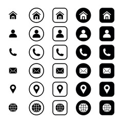 Contact Icon set, Business Card Icon set, Corporate Business Card Icons