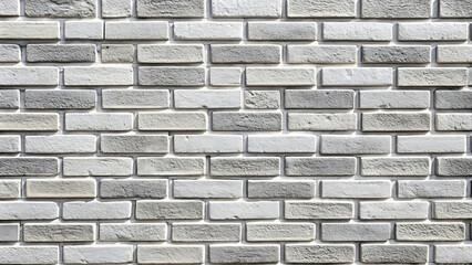Fototapeta premium Close up of a brick wall with gray and white bricks in a horizontal pattern and white mortar joints