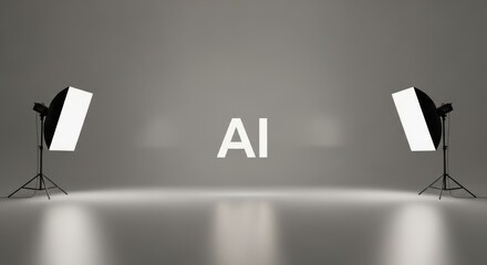 Artificial Intelligence Concept Illuminated by Studio Lighting on Gray Background