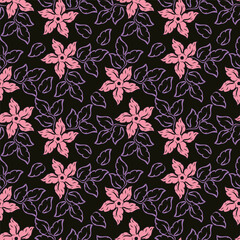 Seamless pattern with abstract flowers. Creative floral surface design. Vector background