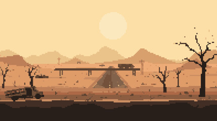 Pixel Art Desert Apocalypse: A Lonely Journey