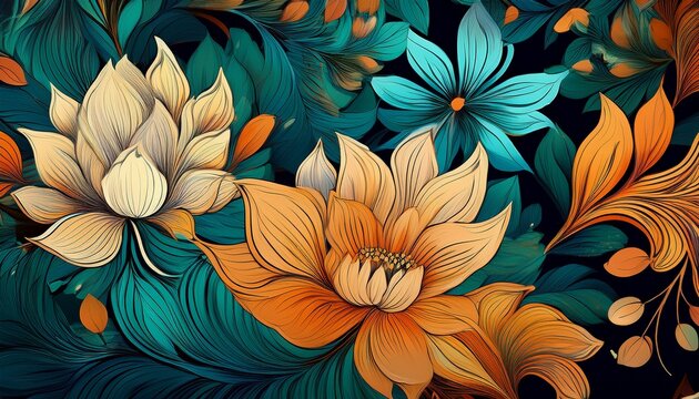 style exotic floral pattern wallpaper texture