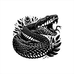 Naklejka premium A rattlesnake opens its mouth