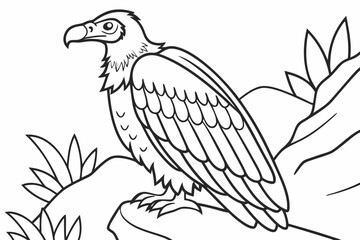 coloring page line art the vulture black vector