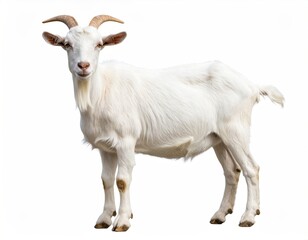 White goat against a white background