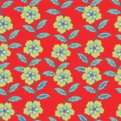 Seamless pattern with abstract flowers. Creative floral surface design. Vector background