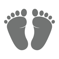 Cute Baby Feet Icon Grey Footprint Silhouette Newborn Baby Shower Graphic Parenthood Vector Illustration