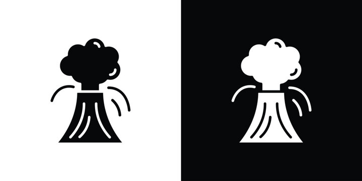 Volcano icons. minimal single flat icon for application in black and white